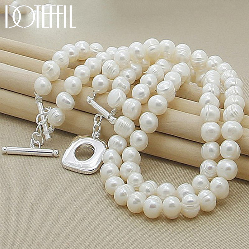 Pearl Trim Chain - DOTEFFIL 8mm Double White Natural Pearls