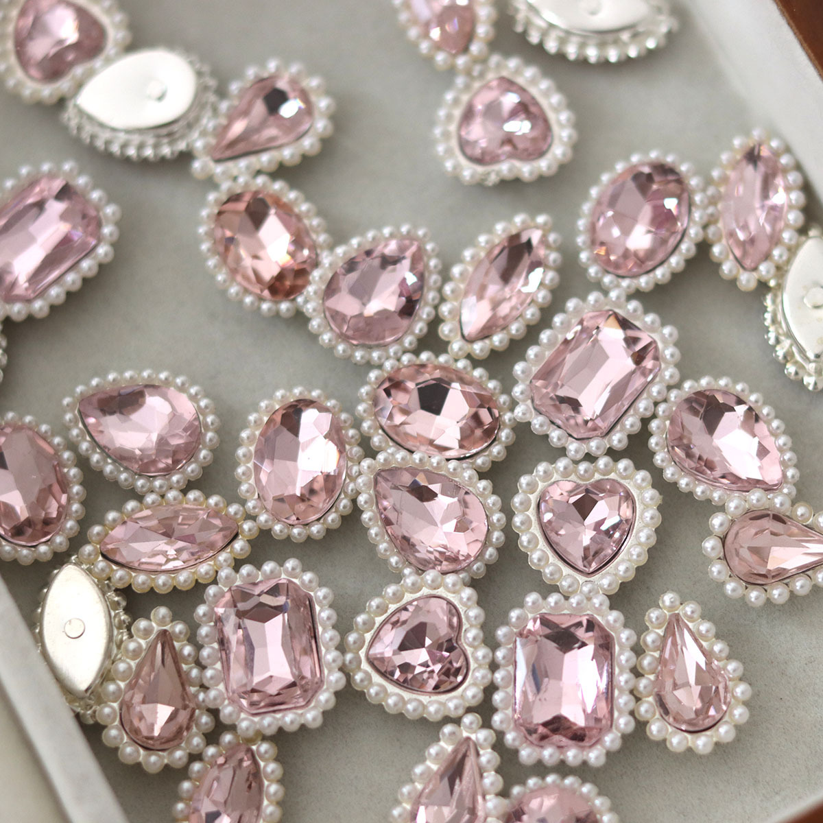 Sew On Rhinestone - 10Pcs/bag Mixed Shape Pink Glass Rhinestones