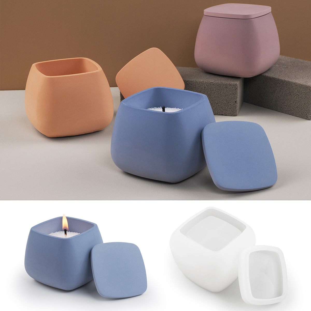 Square Candle Jar Silicone Mol - Craft Embellishment Storage recension och pris