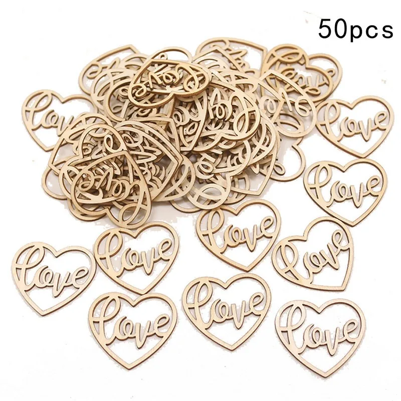 50pcs Heart Wooden Ornament He - Craft Embellishment recension och pris