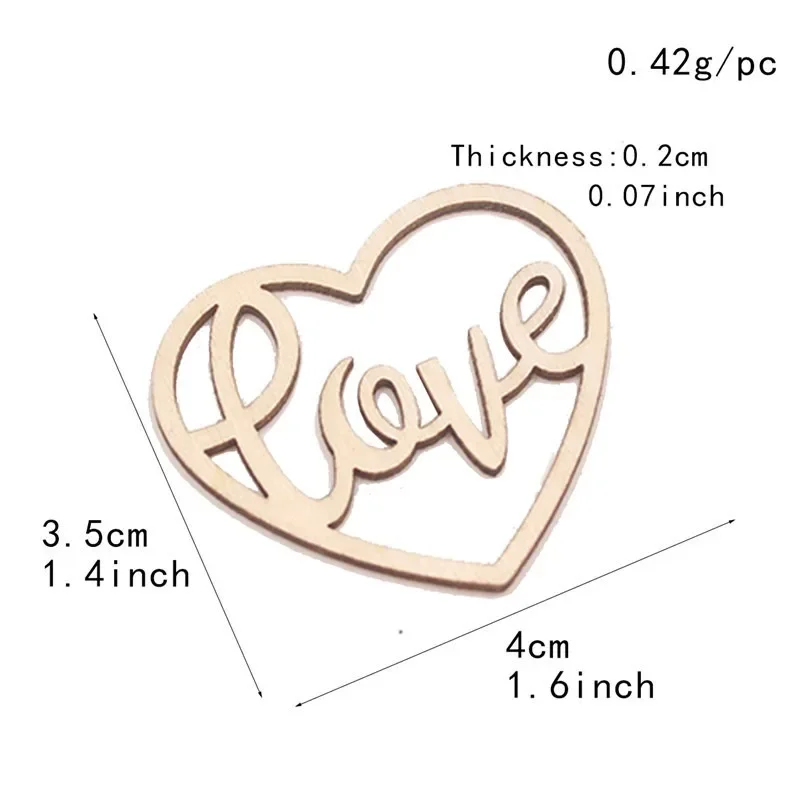 50pcs Heart Wooden Ornament He - Craft Embellishment recension och pris