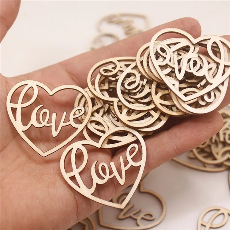 50pcs Heart Wooden Ornament He - Craft Embellishment recension och pris
