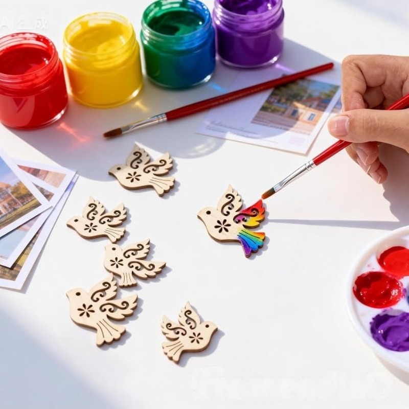 50pcs Unfinished Wooden Peace  - Craft Embellishment recension och pris