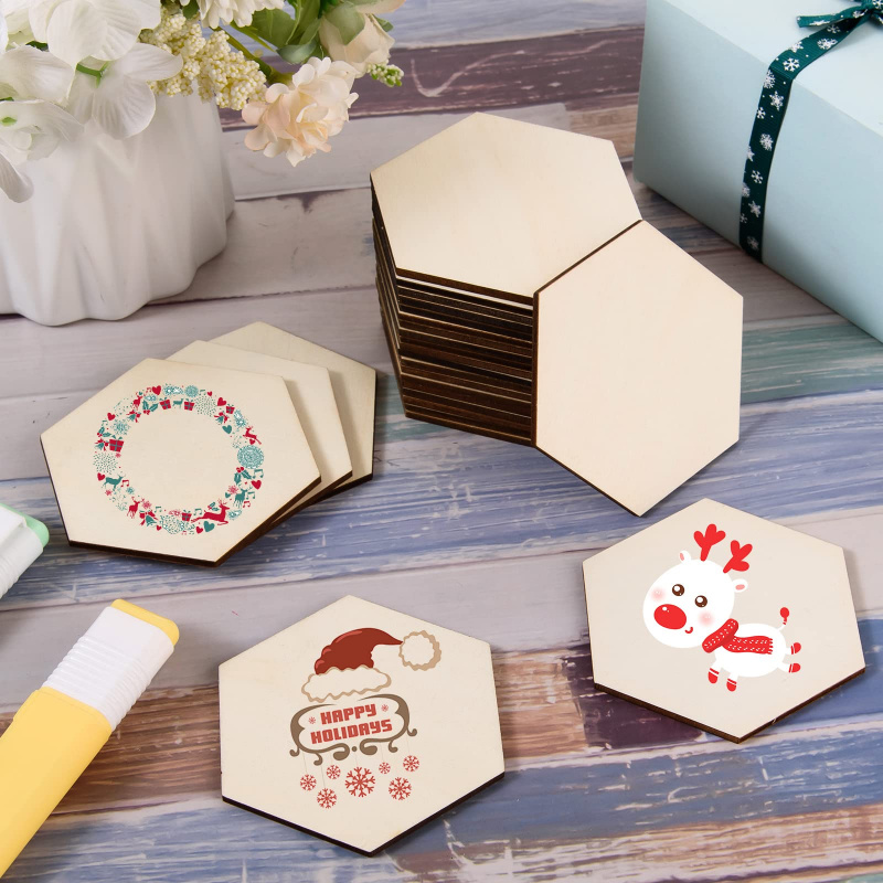 5cm Wooden Hexagon Blank Slice - Craft Embellishment recension och pris