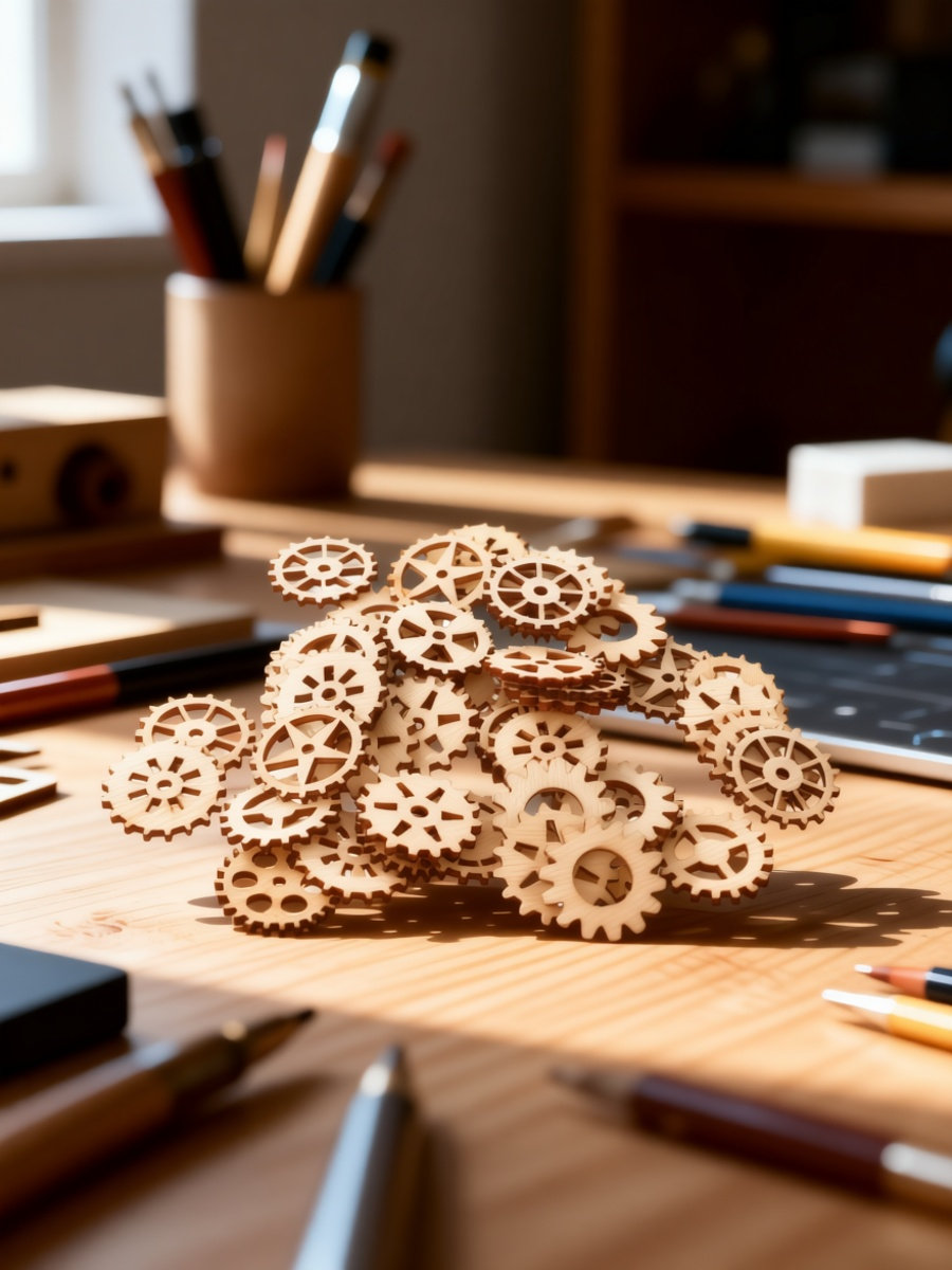 100Pcs Wood Gear Craft Pieces  - Craft Embellishment recension och pris