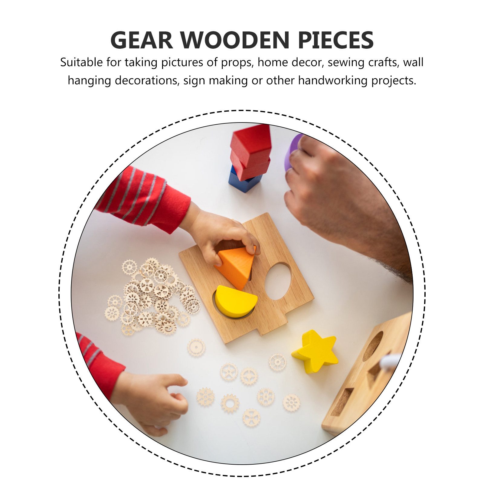 100Pcs Wood Gear Craft Pieces  - Craft Embellishment recension och pris